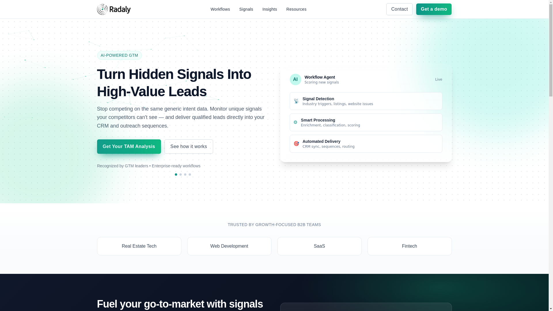 website screenshot of https://radaly-landing-page.pages.dev/