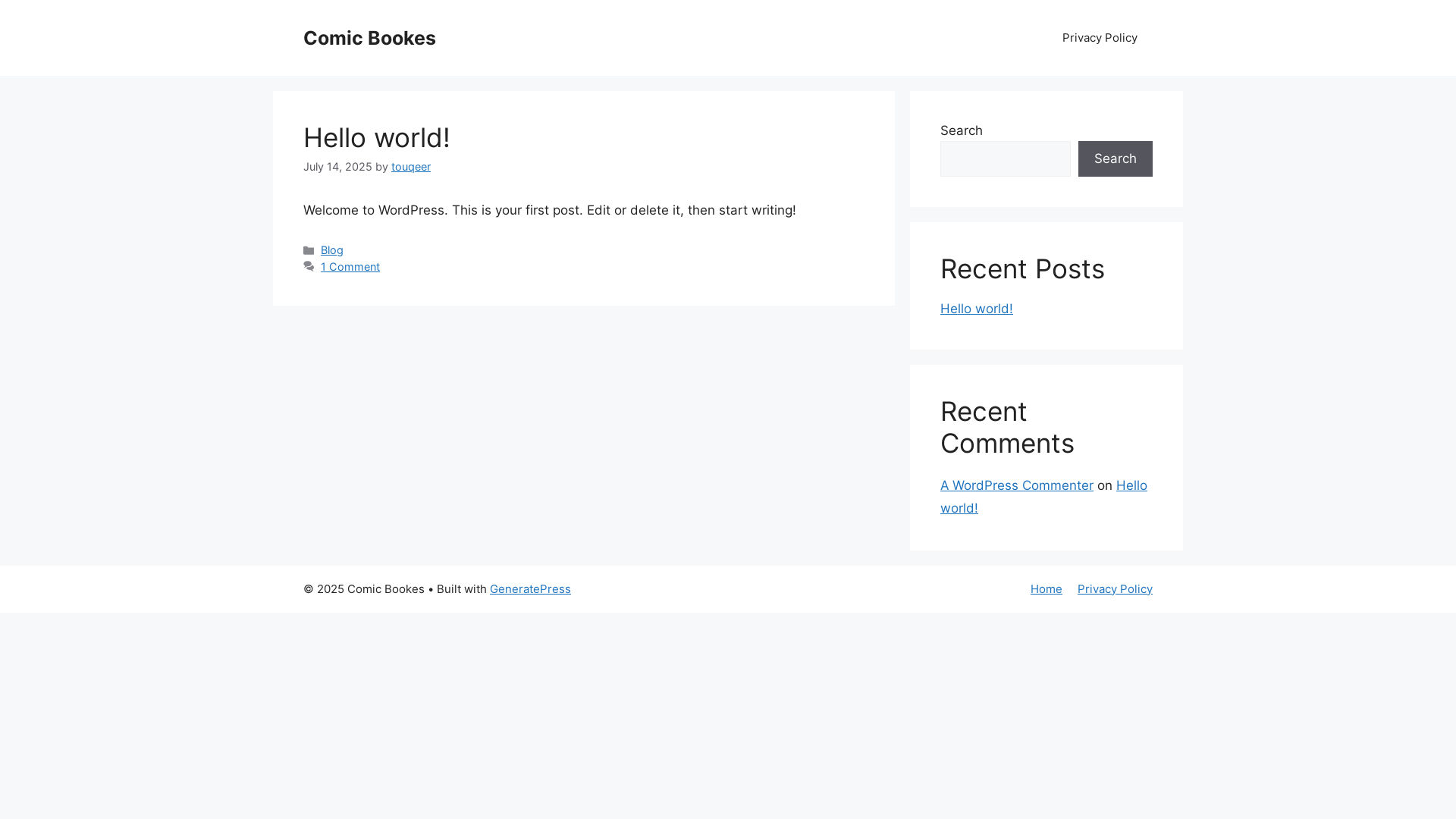 website screenshot of https://comicbookes.com/