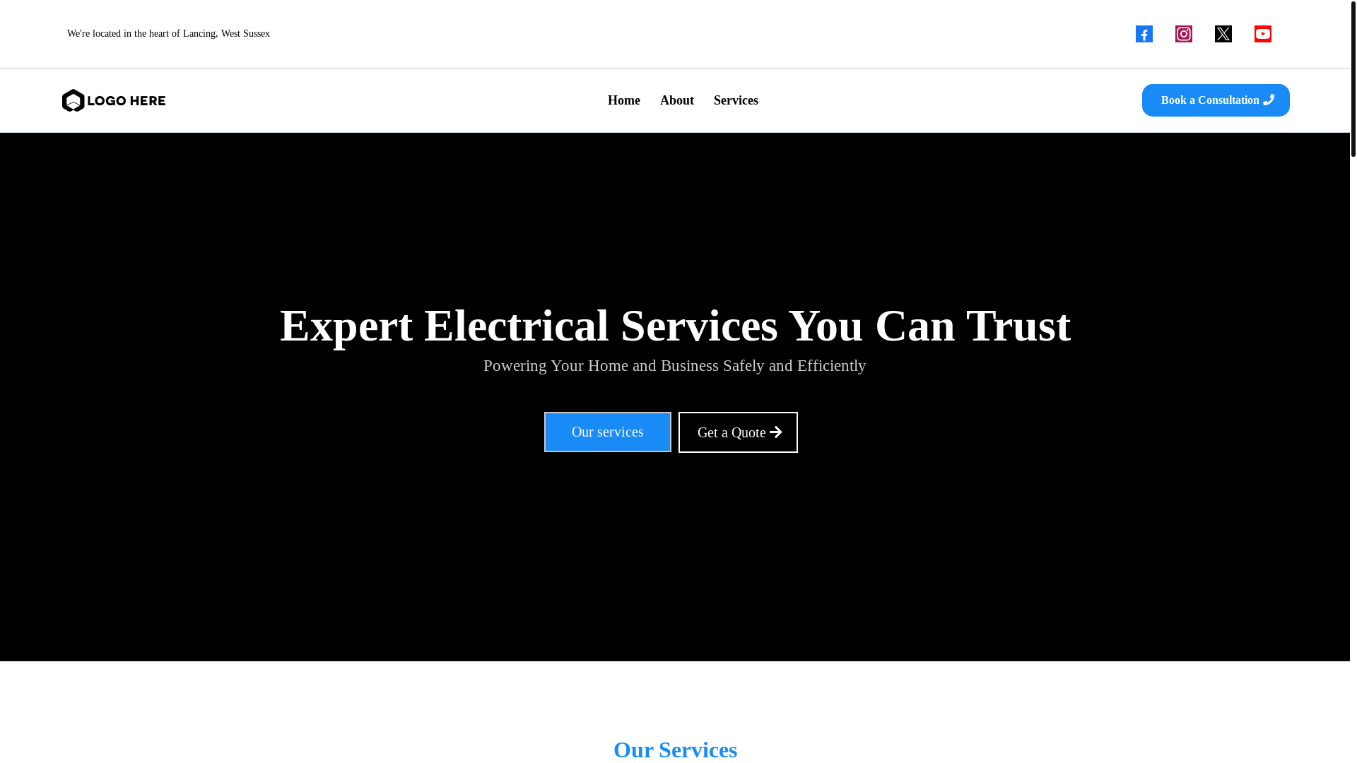 website screenshot of https://jrpelectrical.co.uk/