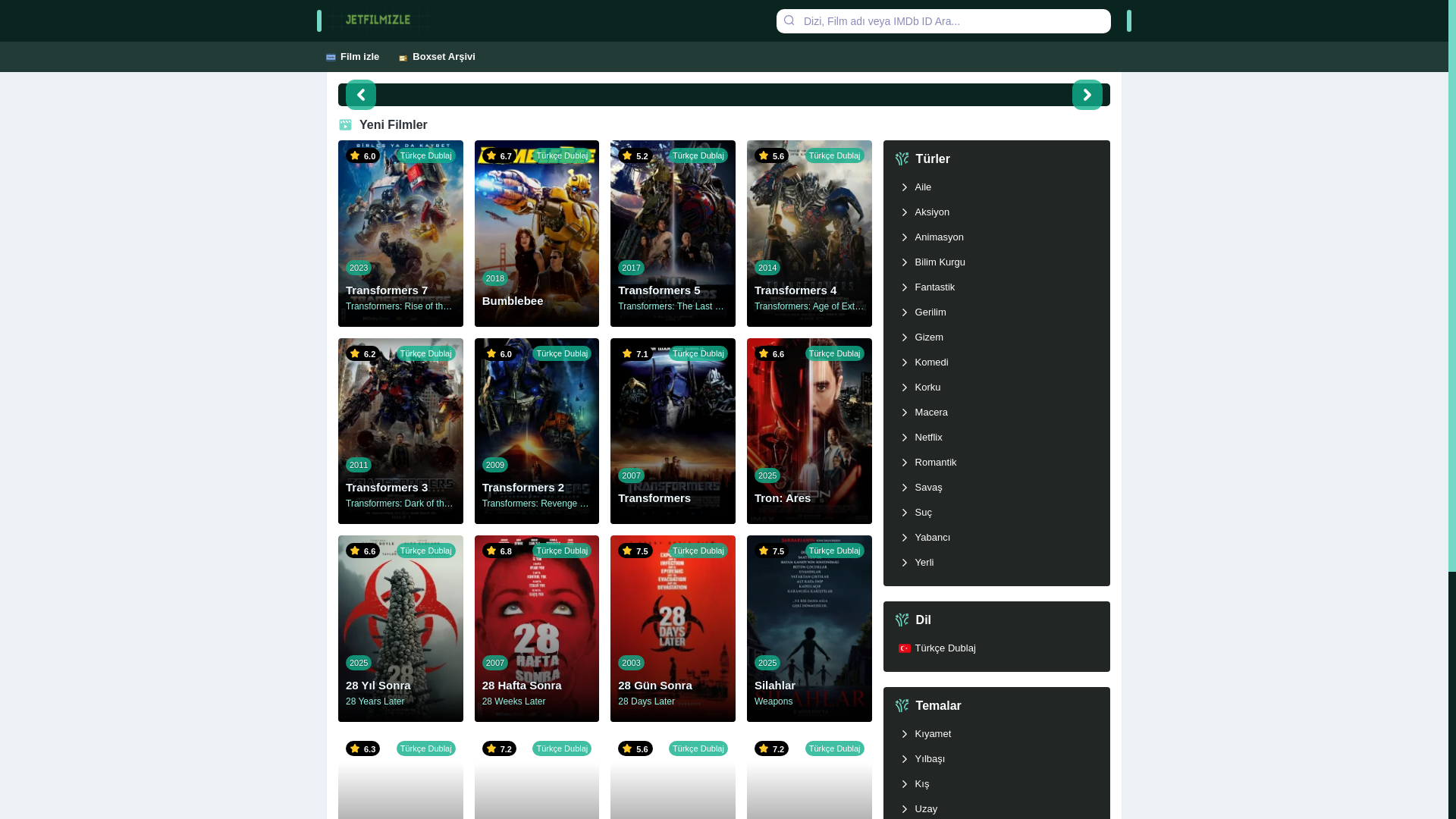 website screenshot of https://filmizlemesitesi.vip/