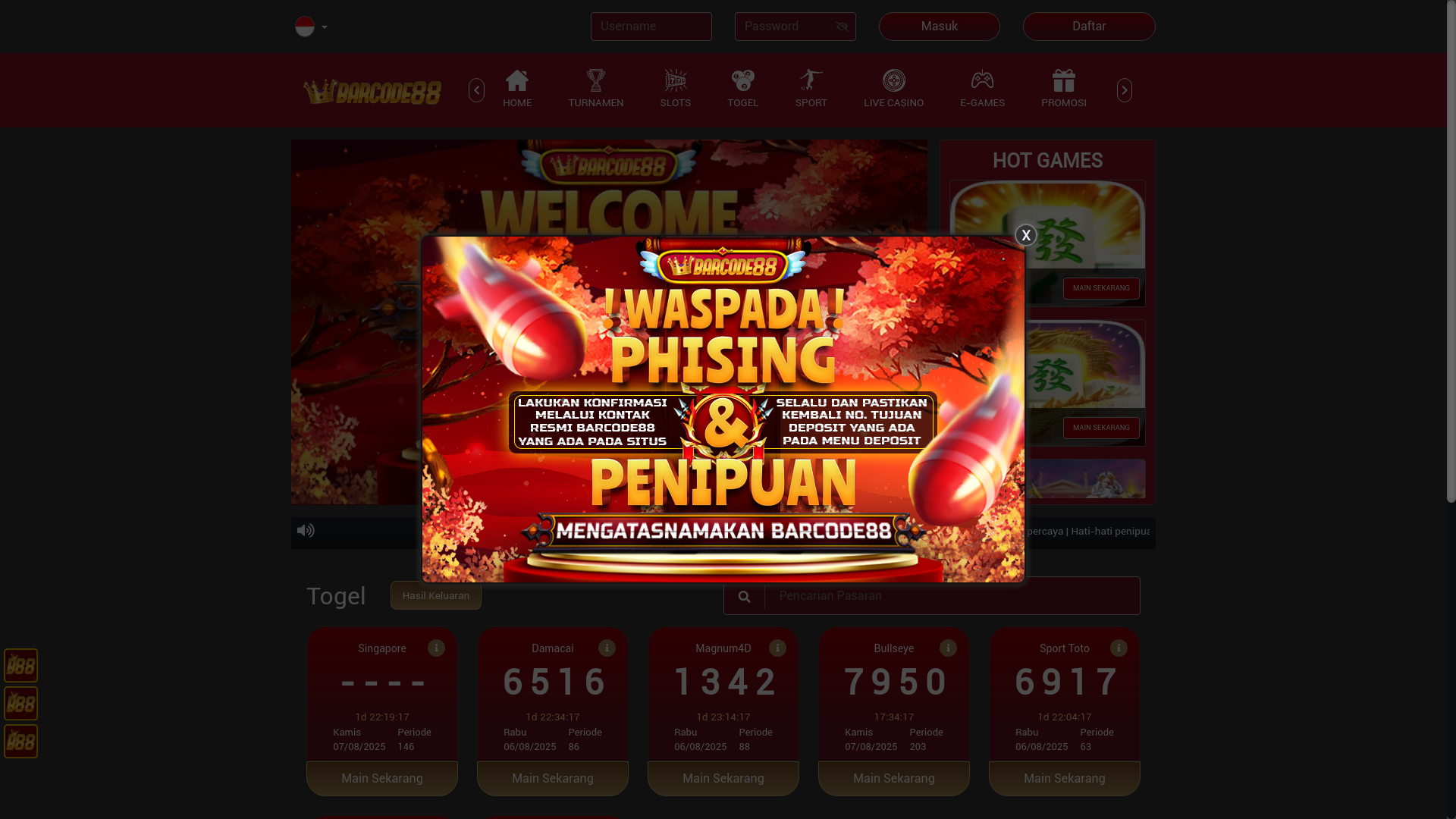 website screenshot of https://barcode88ert.monster/