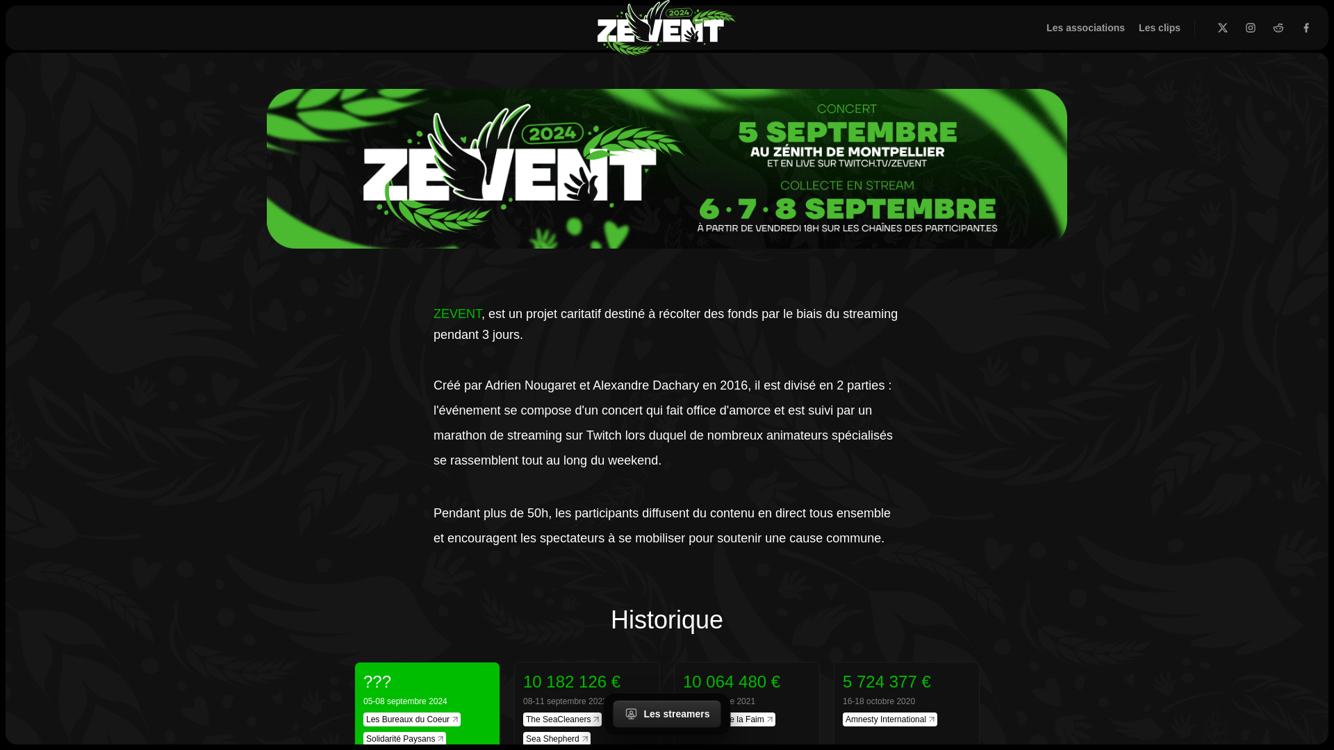 website screenshot of https://zevent-2024.pages.dev/
