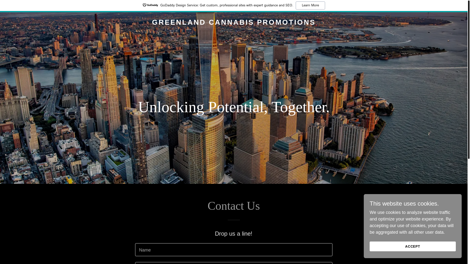 website screenshot of https://greenlandcannabispromotions.com/