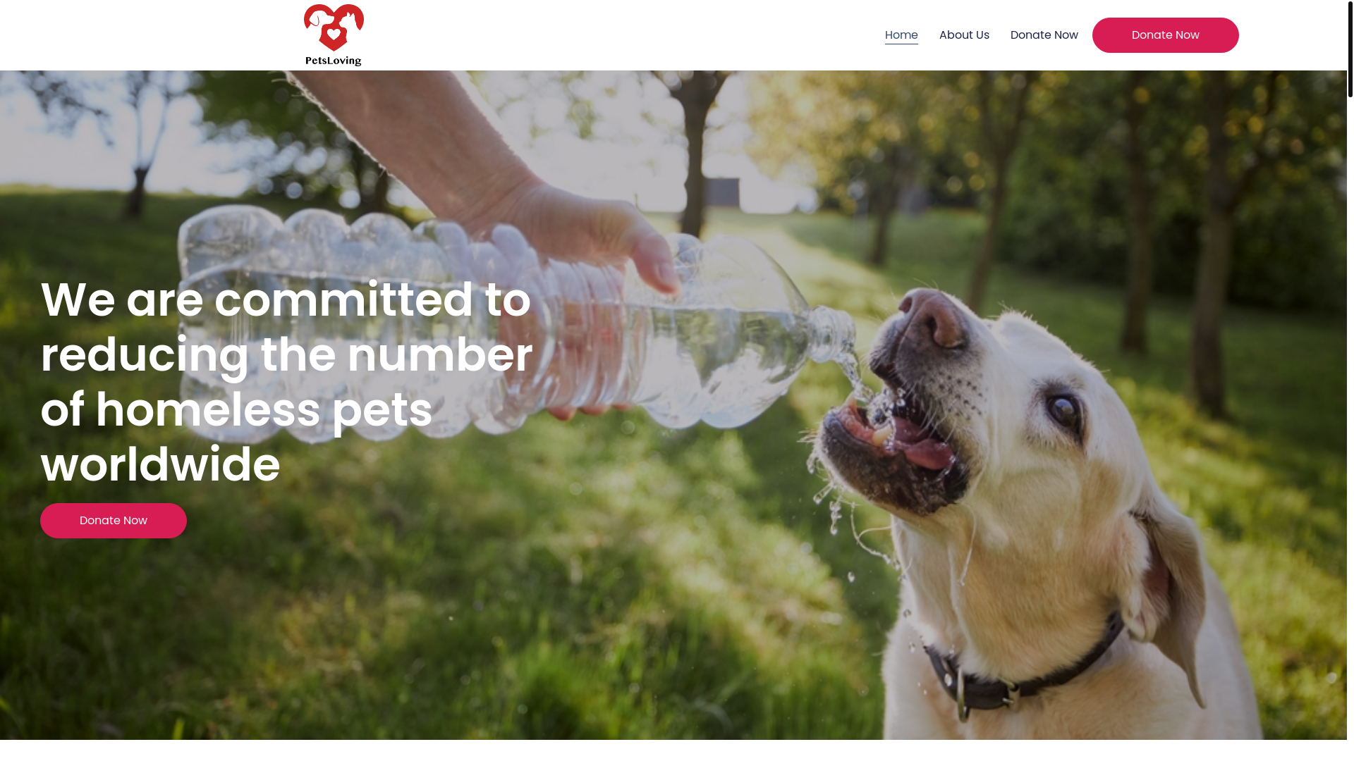 website screenshot of https://petsloving.org/