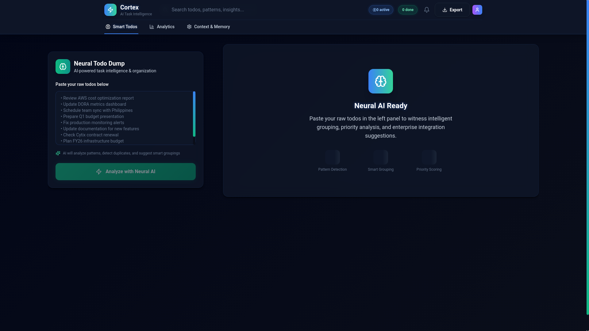 website screenshot of https://cortex-frontend.pages.dev/
