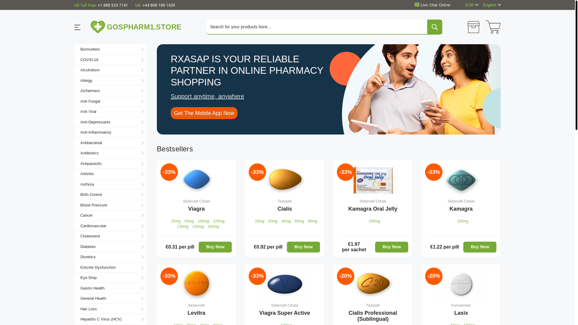 website screenshot of https://gospharm1.store/
