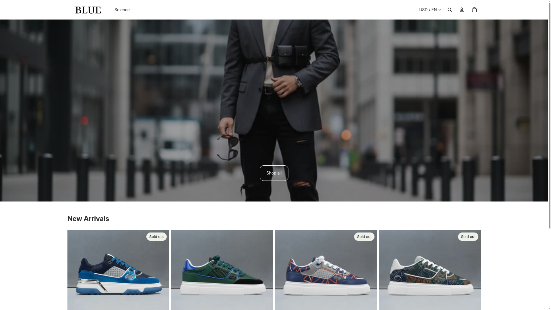 website screenshot of https://bluelabelclo.com/