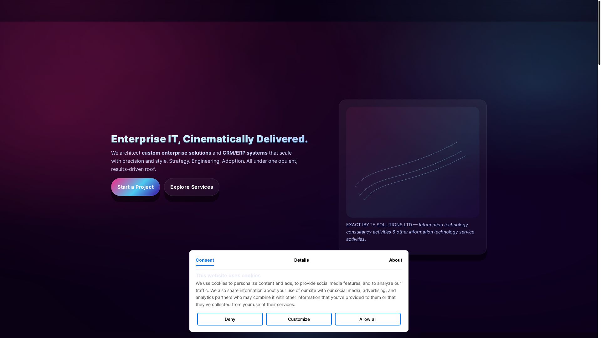 website screenshot of https://exactibytesolutions.pages.dev/