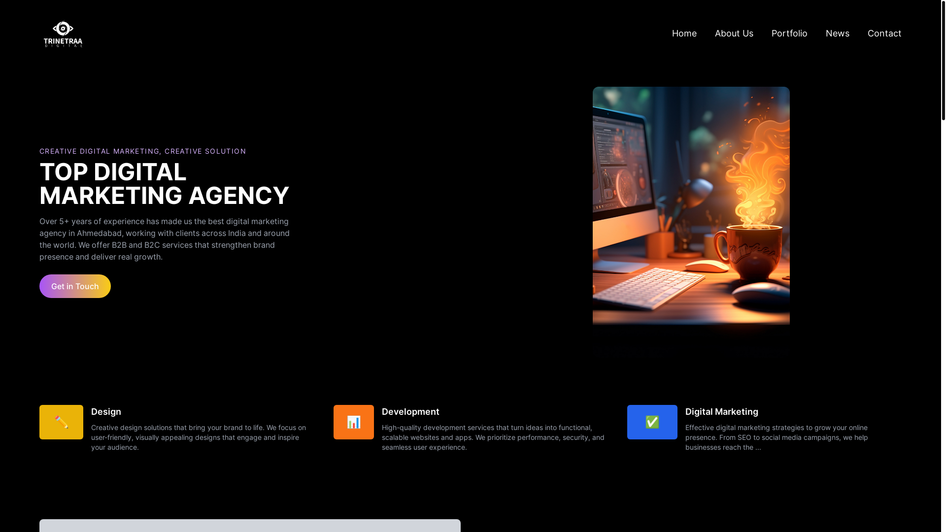 website screenshot of http://www.trinetraadigital.com/