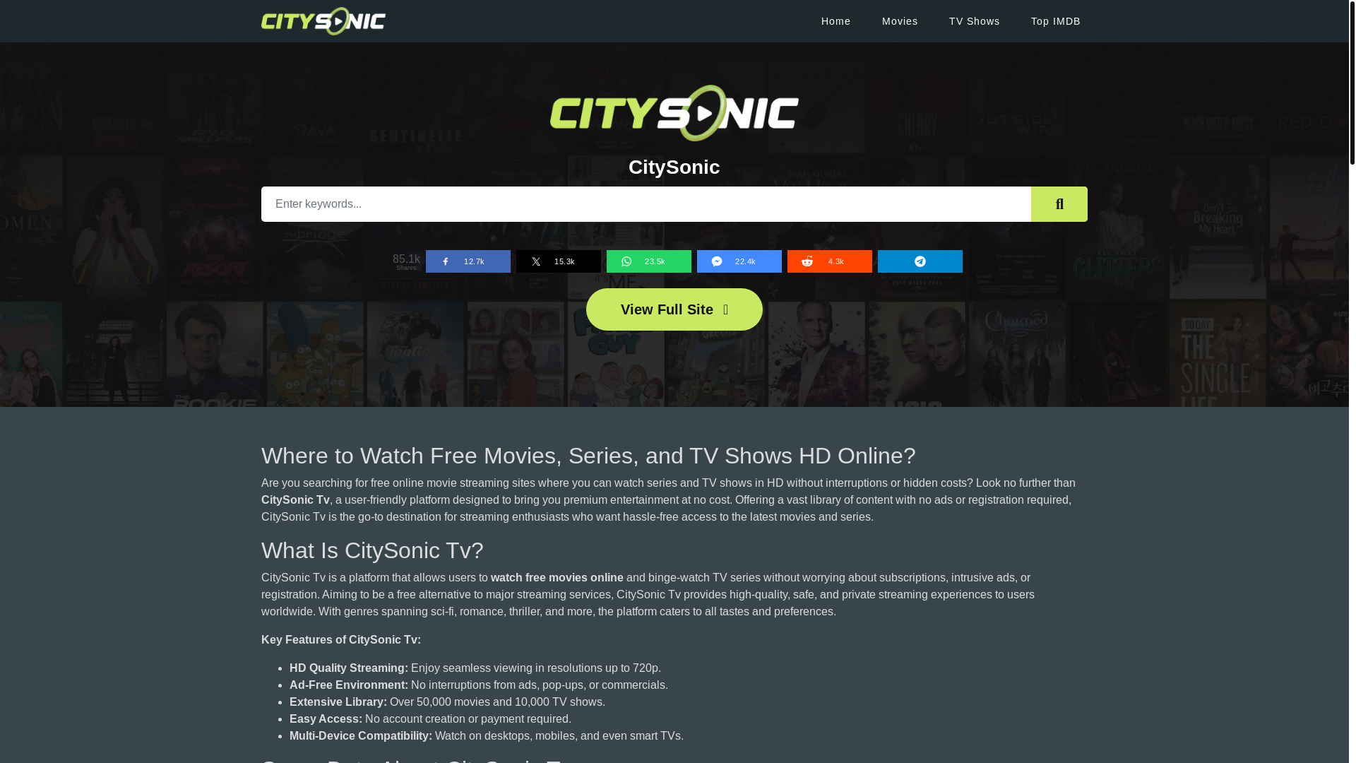 website screenshot of https://citysonic.tv/