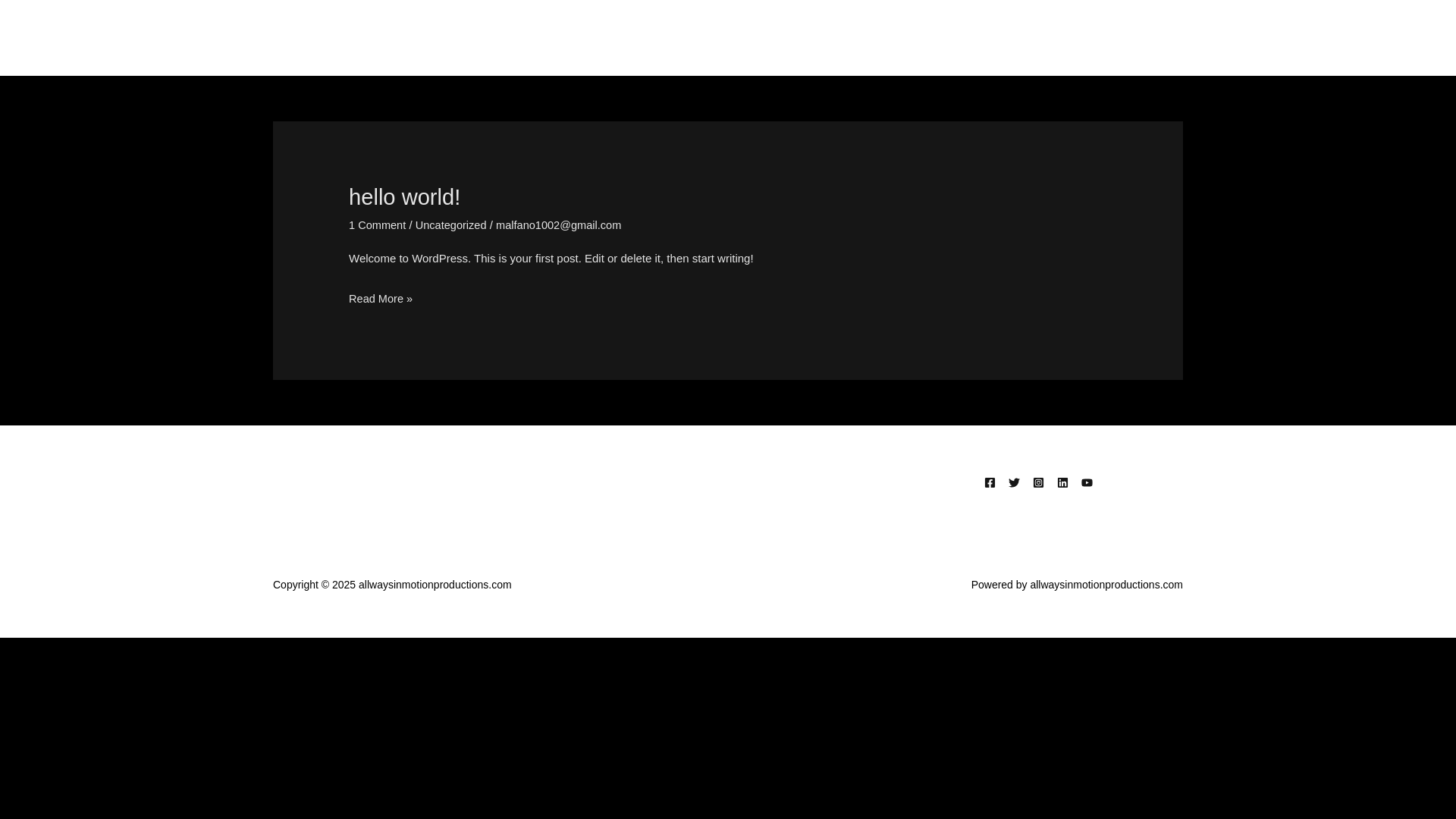 website screenshot of https://allwaysinmotionproductions.com/