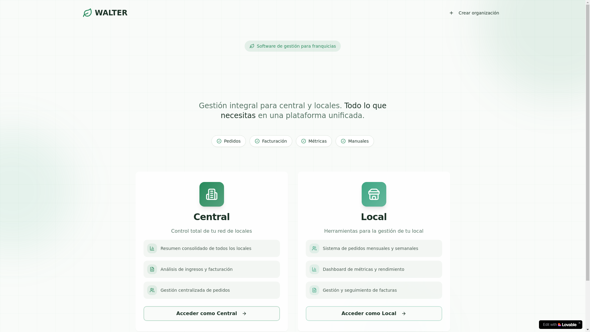 website screenshot of https://walterfranquicias.com/