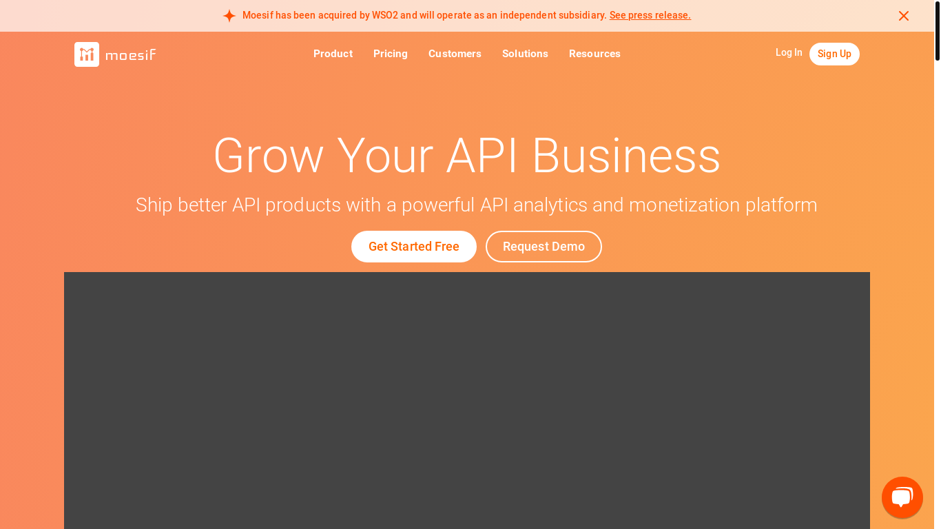 website screenshot of https://moesif.com/