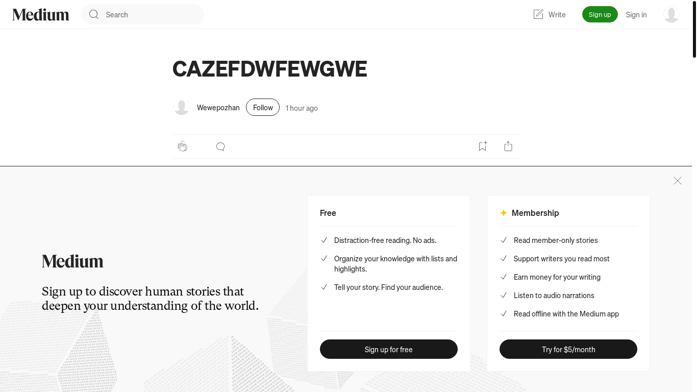 website screenshot of https://wewepozhan.medium.com/cazefdwfewgwe-bd3ec9920807
