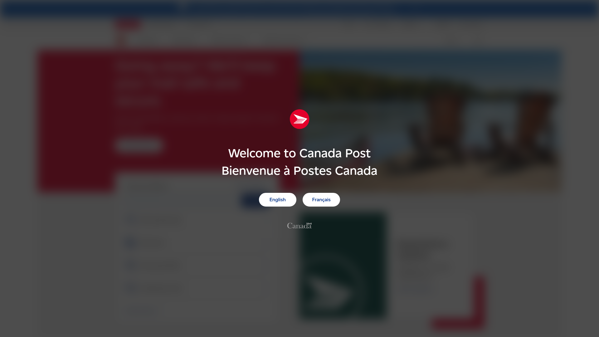 website screenshot of https://canadapost-postescanada.ca/