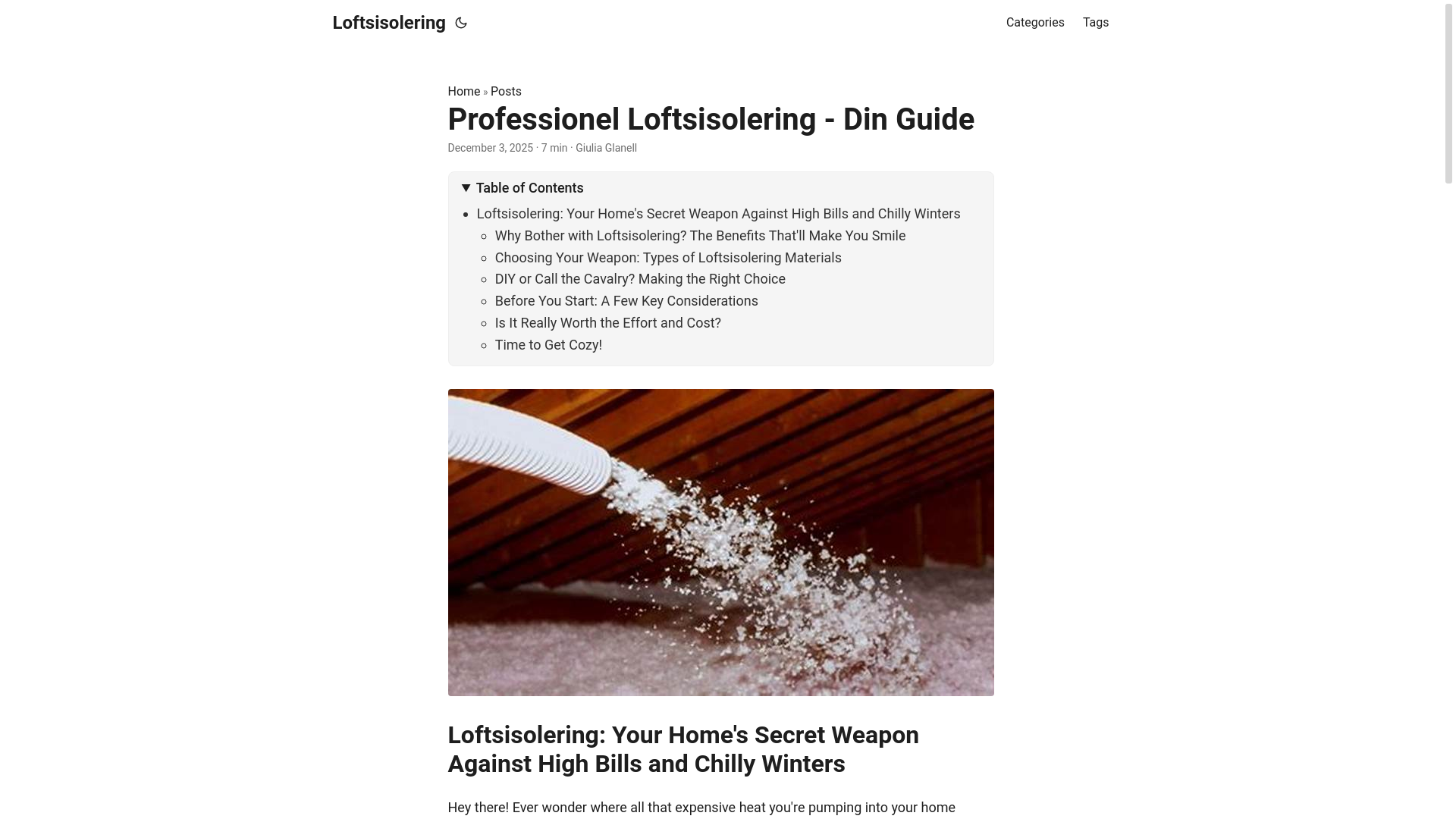 website screenshot of https://loftsisolering2.pages.dev/