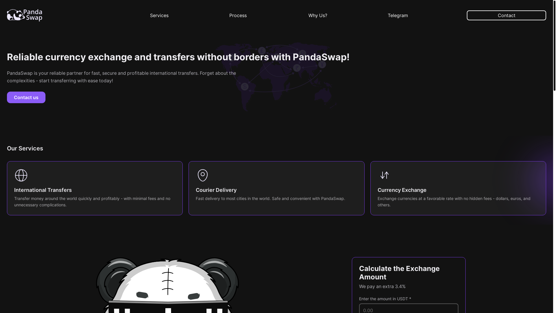 website screenshot of https://panda-swap.online/