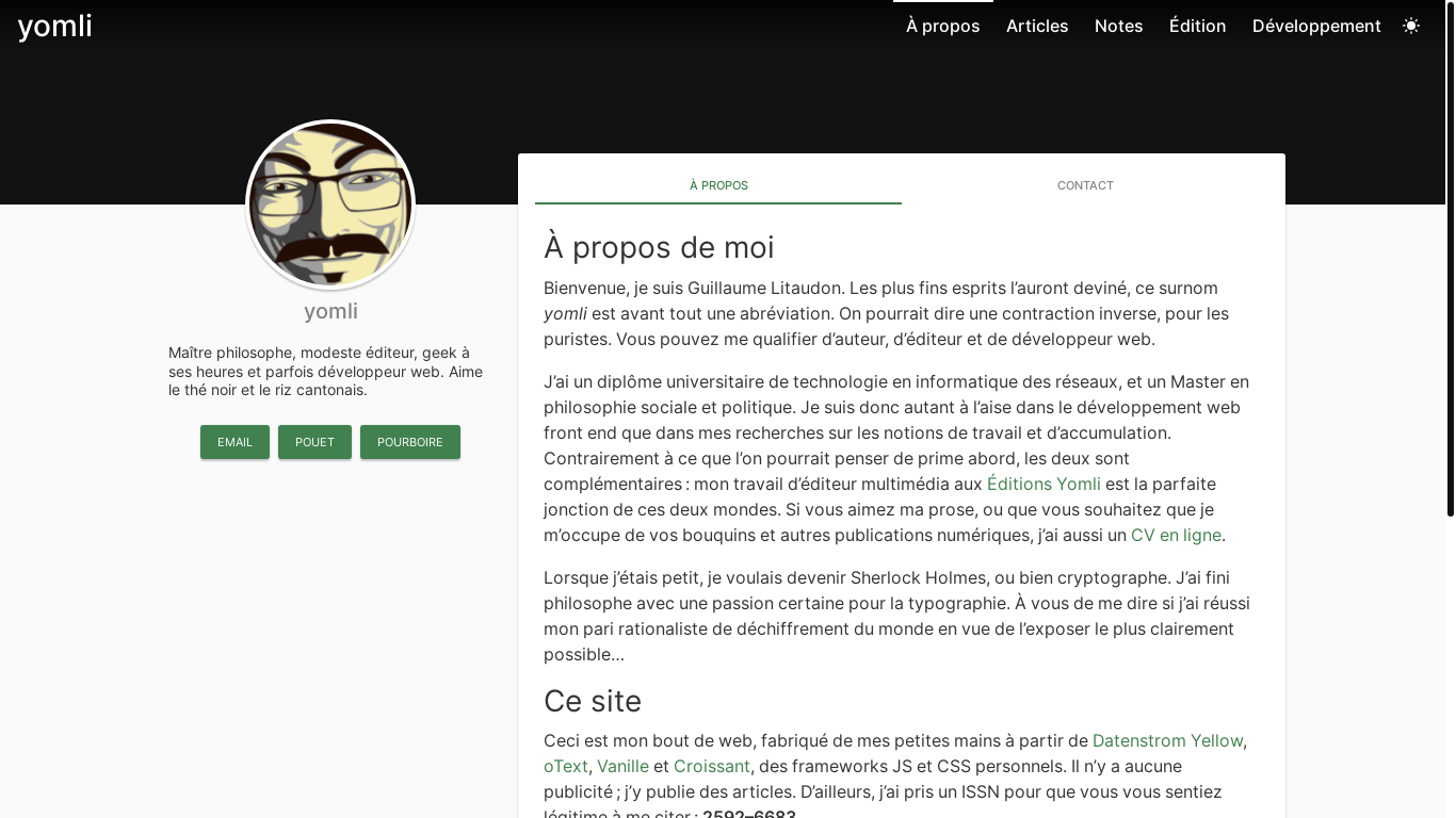 website screenshot of https://yom.li/