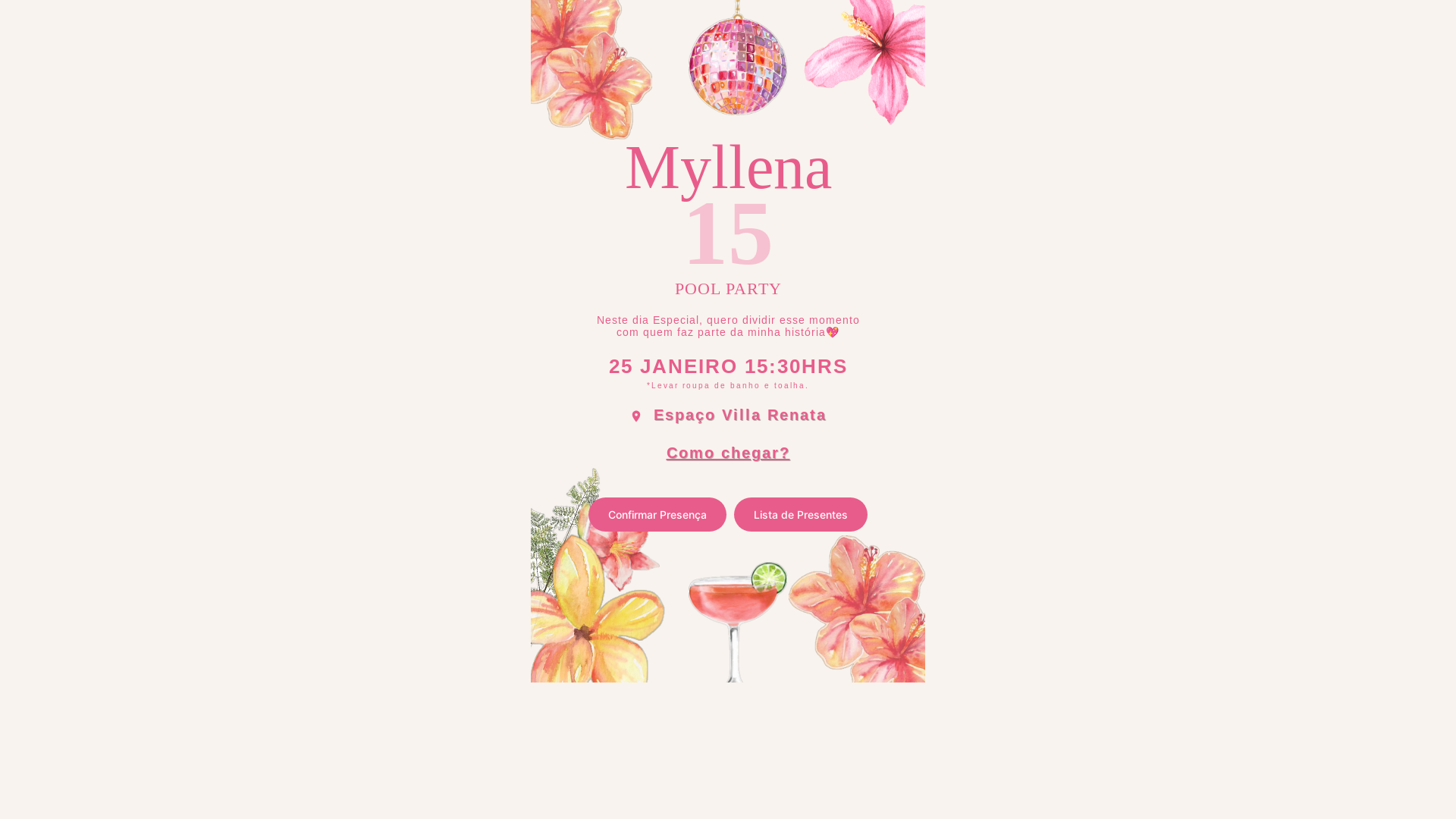 website screenshot of https://15anosdamylena.com.br/