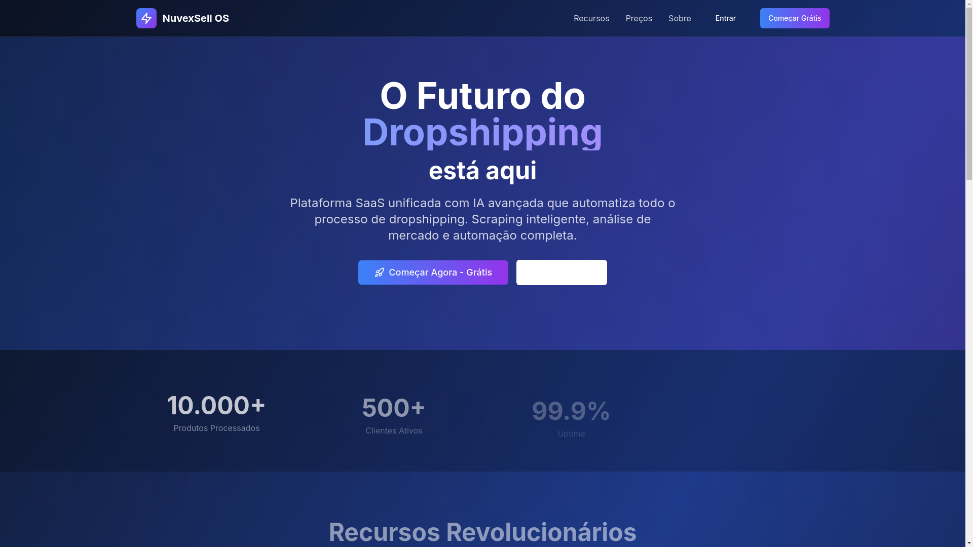 website screenshot of https://nuvexsell-webapp.pages.dev/