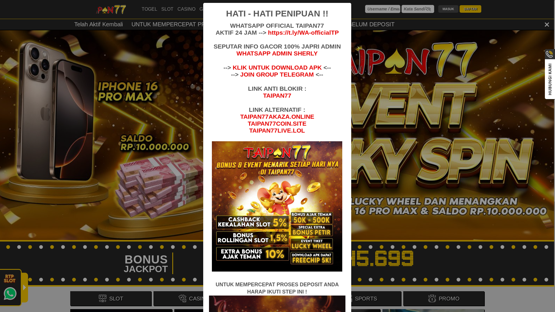 website screenshot of https://taipan77brew.lol/