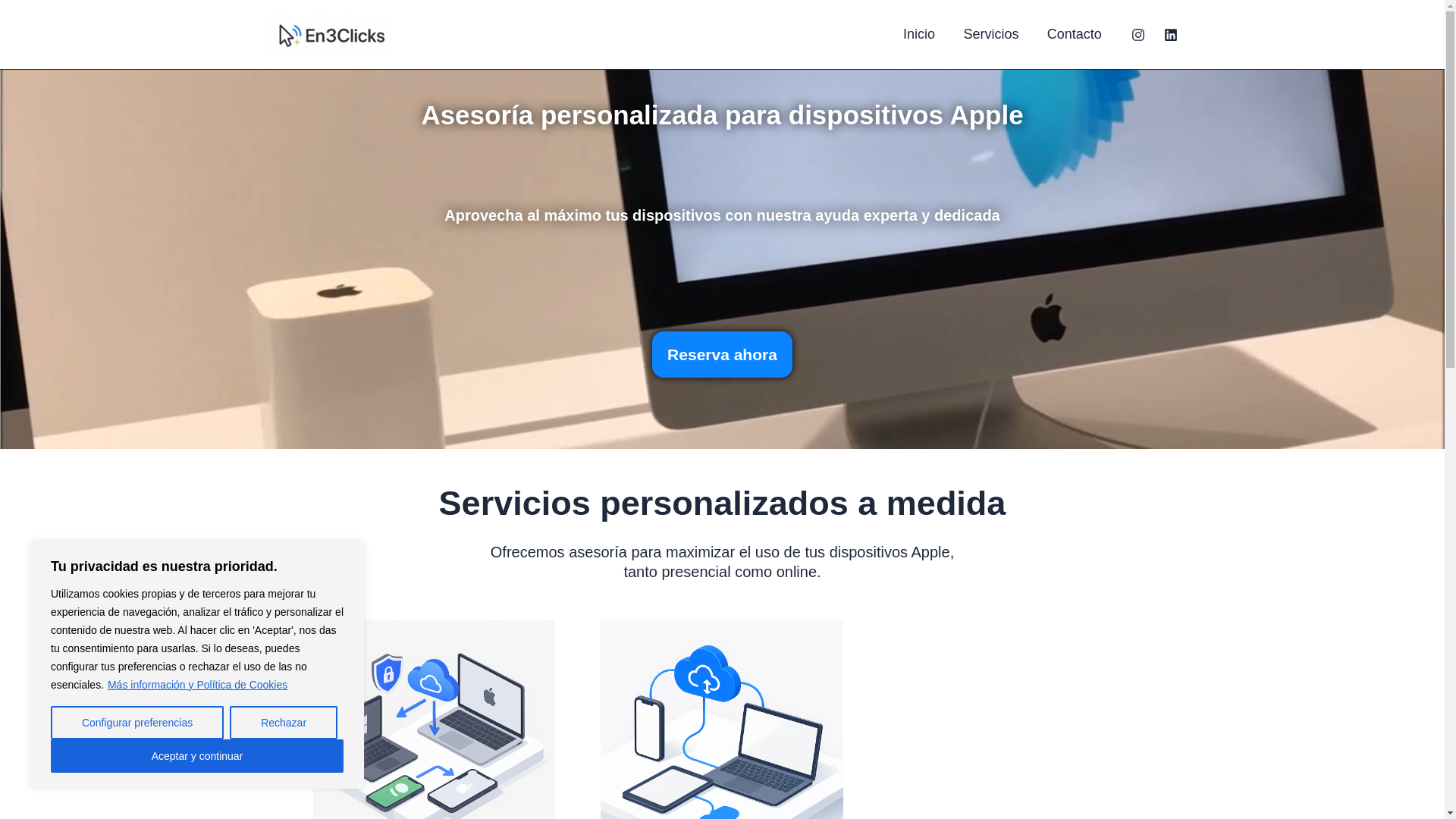 website screenshot of https://en3clicks.es/