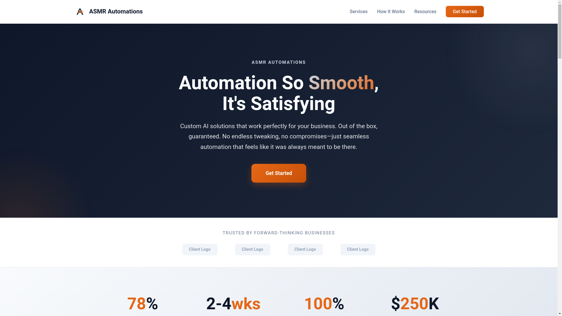 website screenshot of https://asmr-automations.ai/