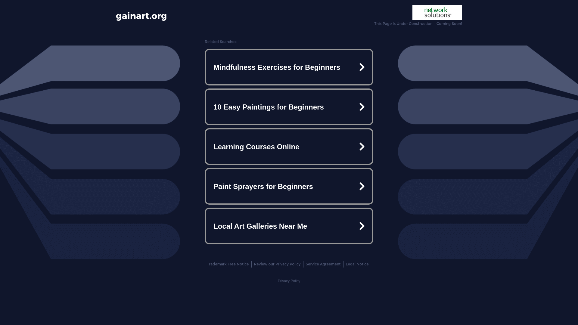 website screenshot of https://gainart.org/