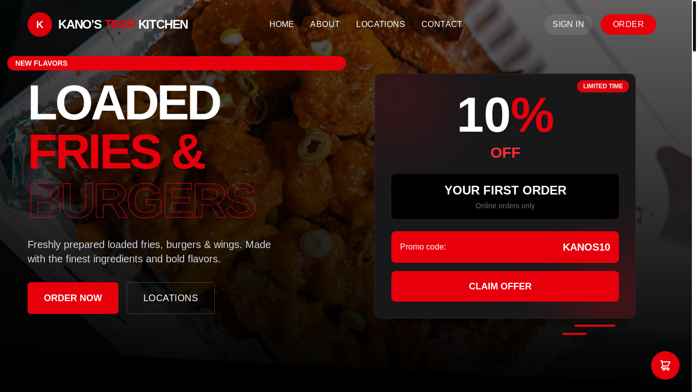 website screenshot of https://kanostrapkitchen.co.uk/