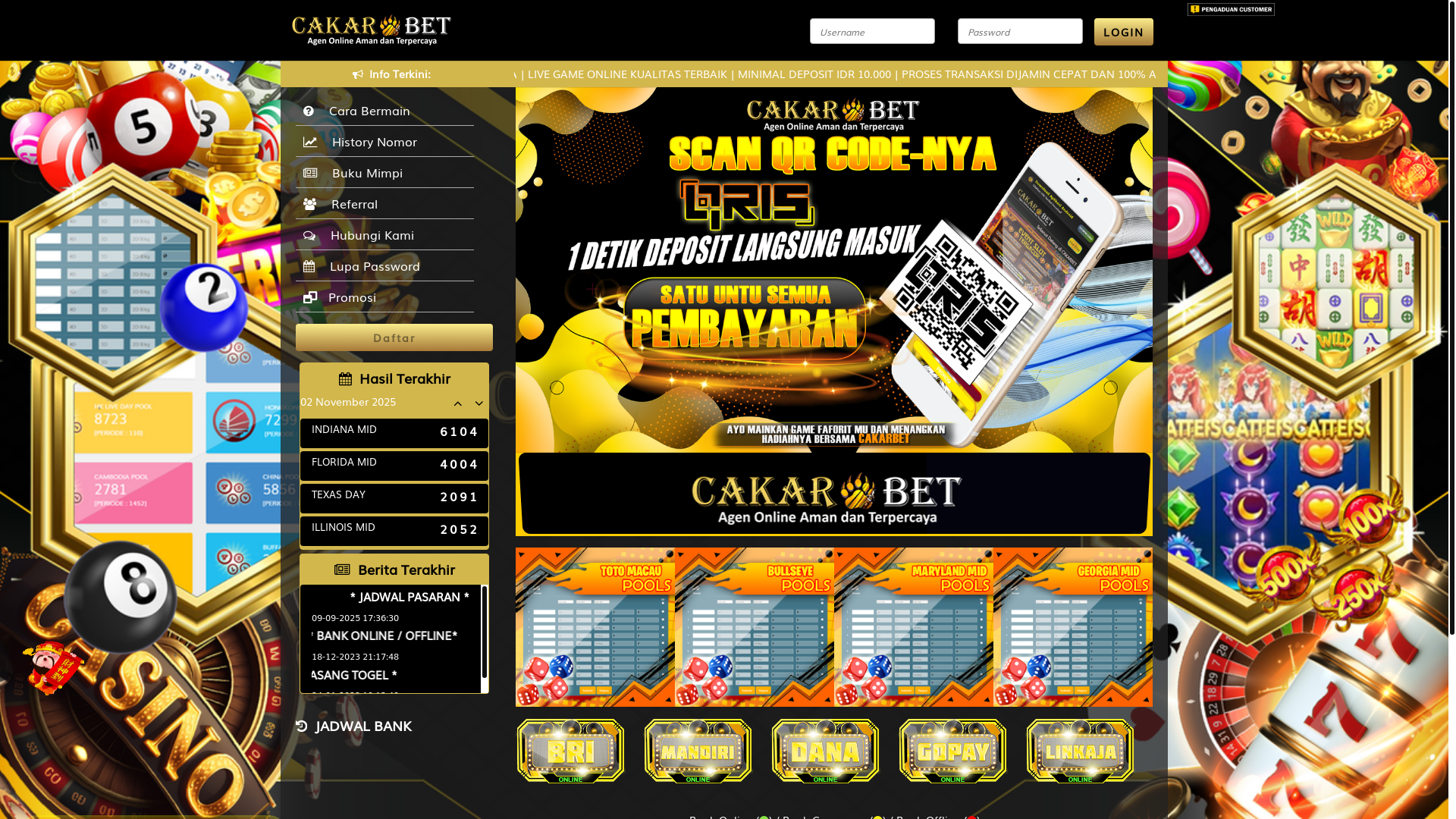 website screenshot of https://cakarbaja303.com/