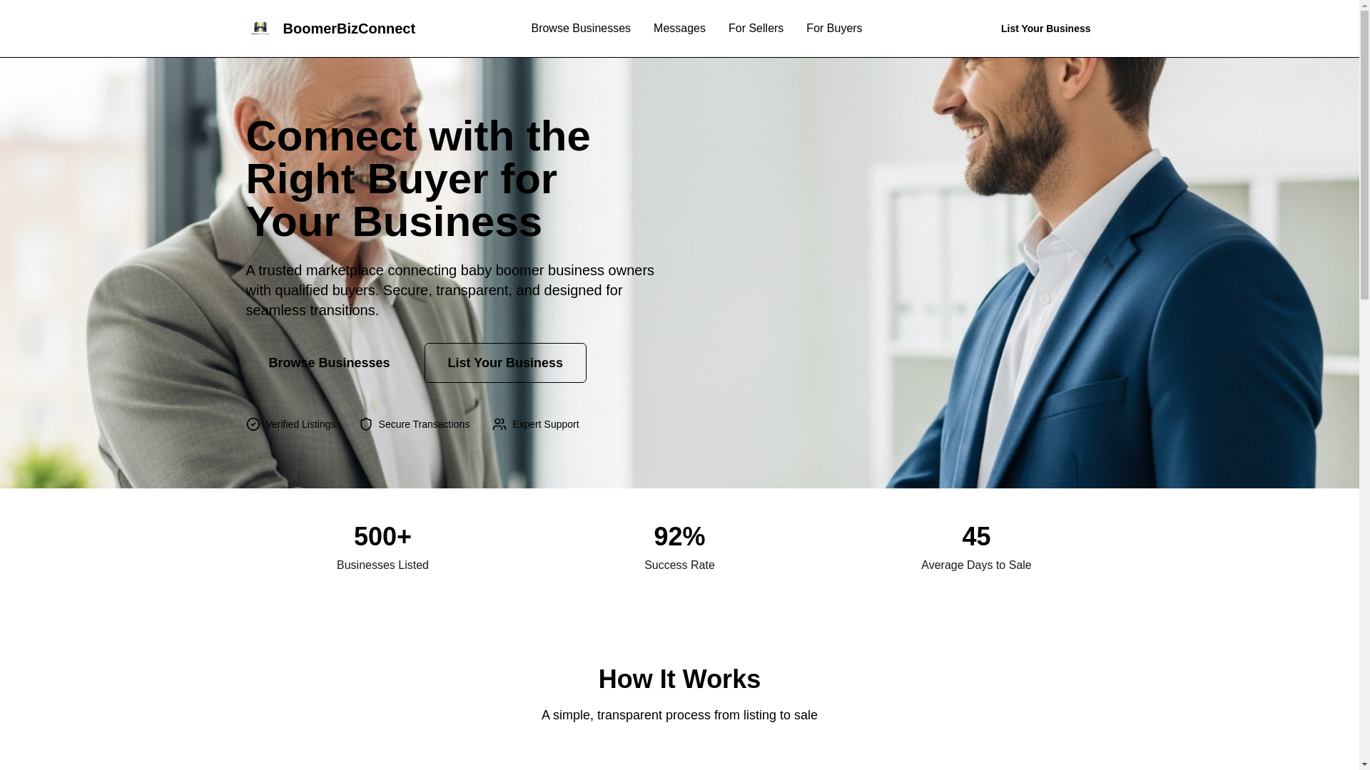 website screenshot of https://boomerbizconnect.com/