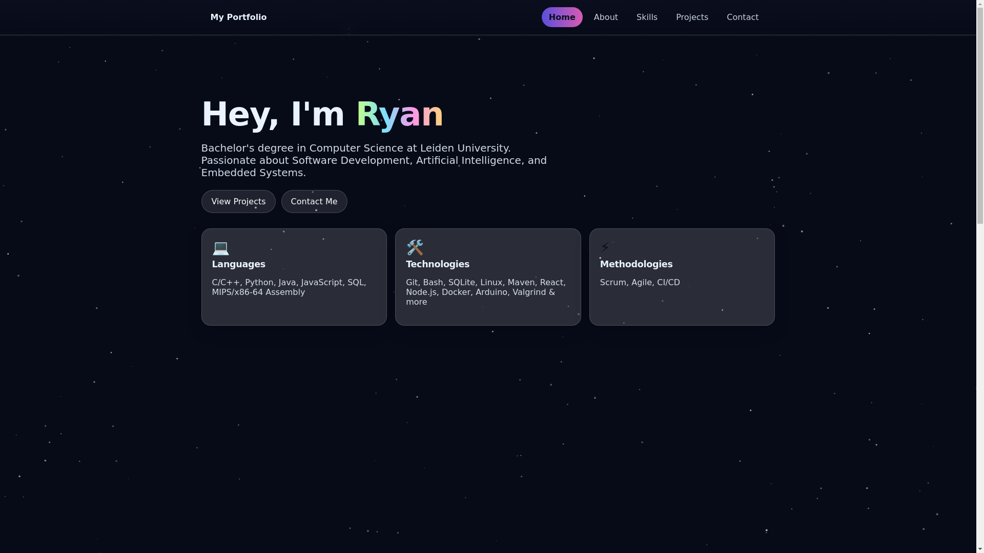 website screenshot of https://ryanbehari.pages.dev/