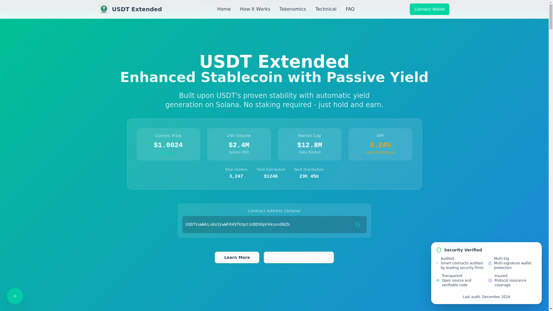 website screenshot of https://usdt-extended.com/
