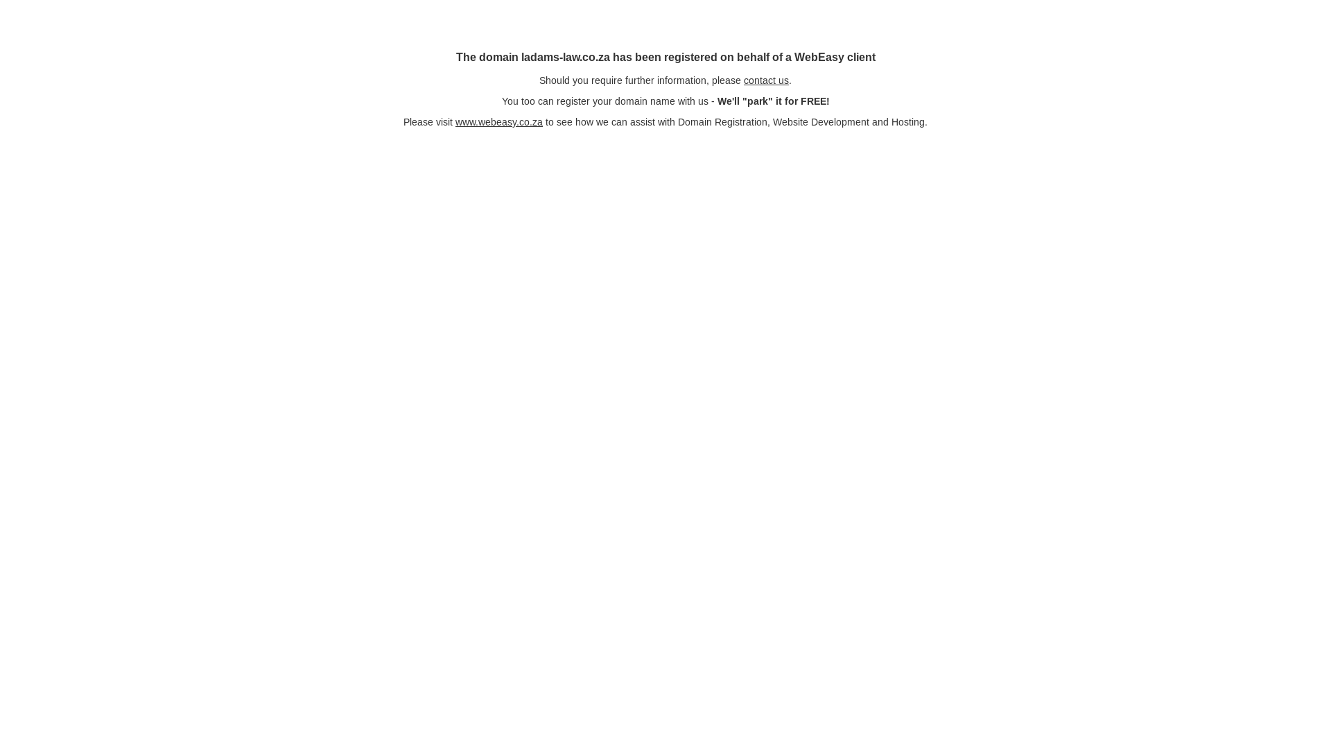 website screenshot of https://ladams-law.co.za/