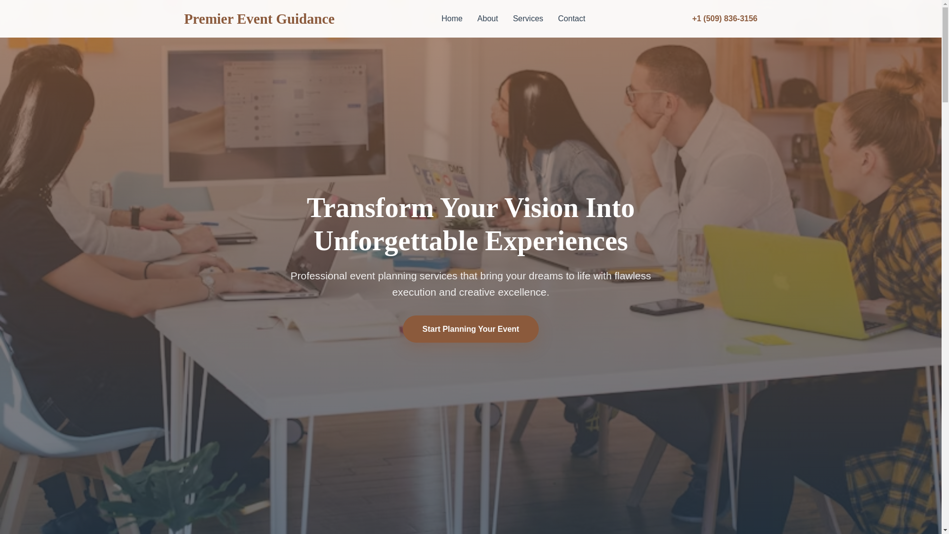 website screenshot of https://premiereventguidance.digital/