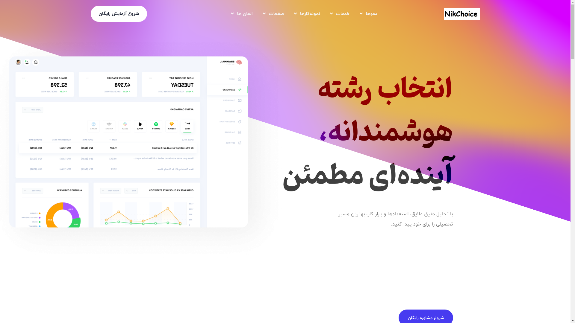 website screenshot of https://nikchoice.ir/