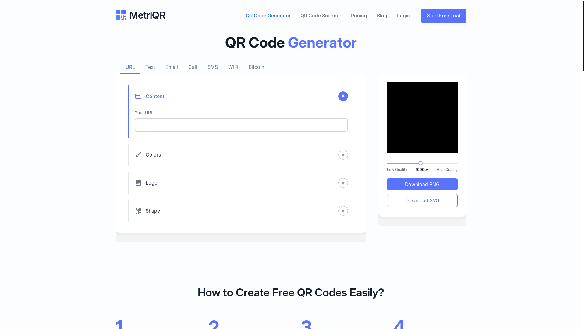 website screenshot of https://metriqr-landing-page-next.pages.dev/