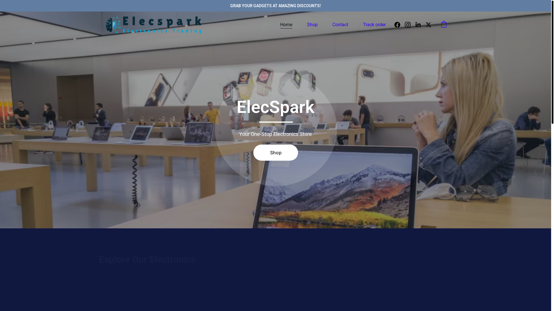 website screenshot of https://elecsparkstore.shop/