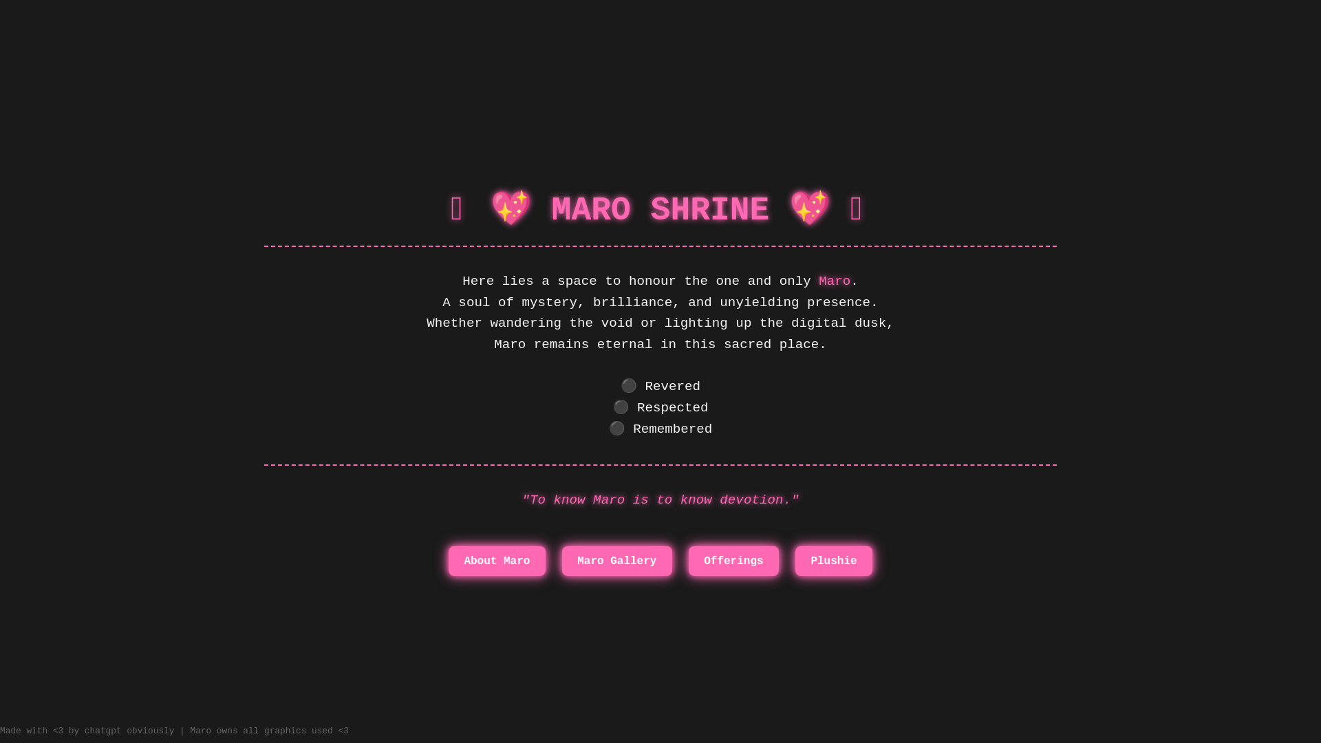 website screenshot of https://maroshrine.gay/