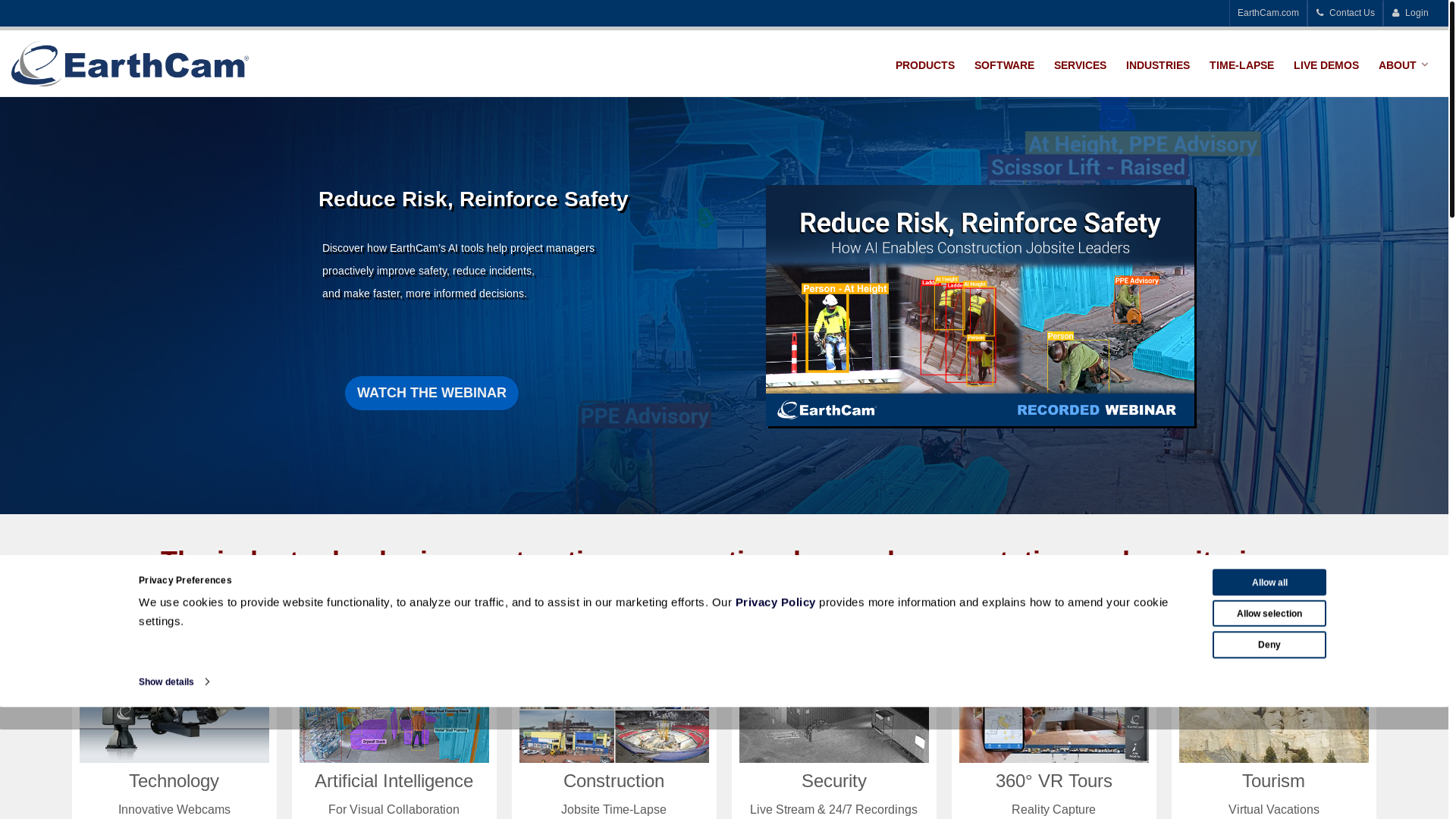 website screenshot of https://earthcam.net/