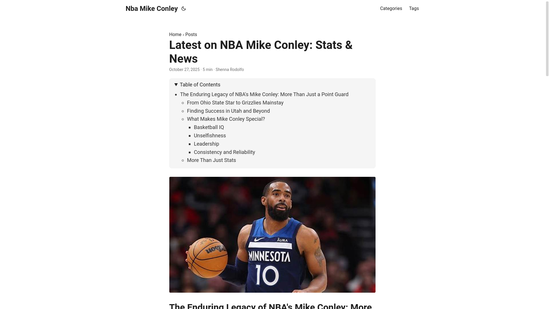 website screenshot of https://nba-mike-conley.pages.dev/