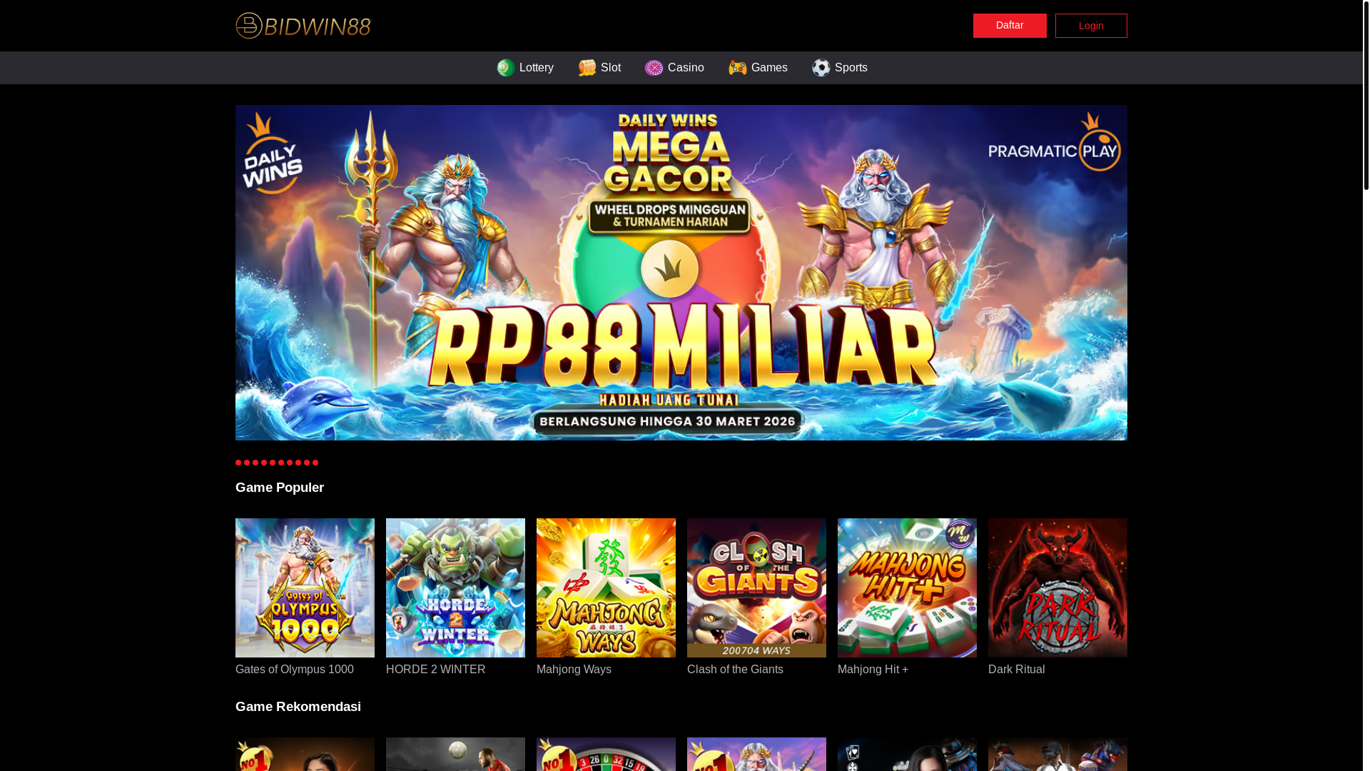 website screenshot of https://maindibidwin88.com/