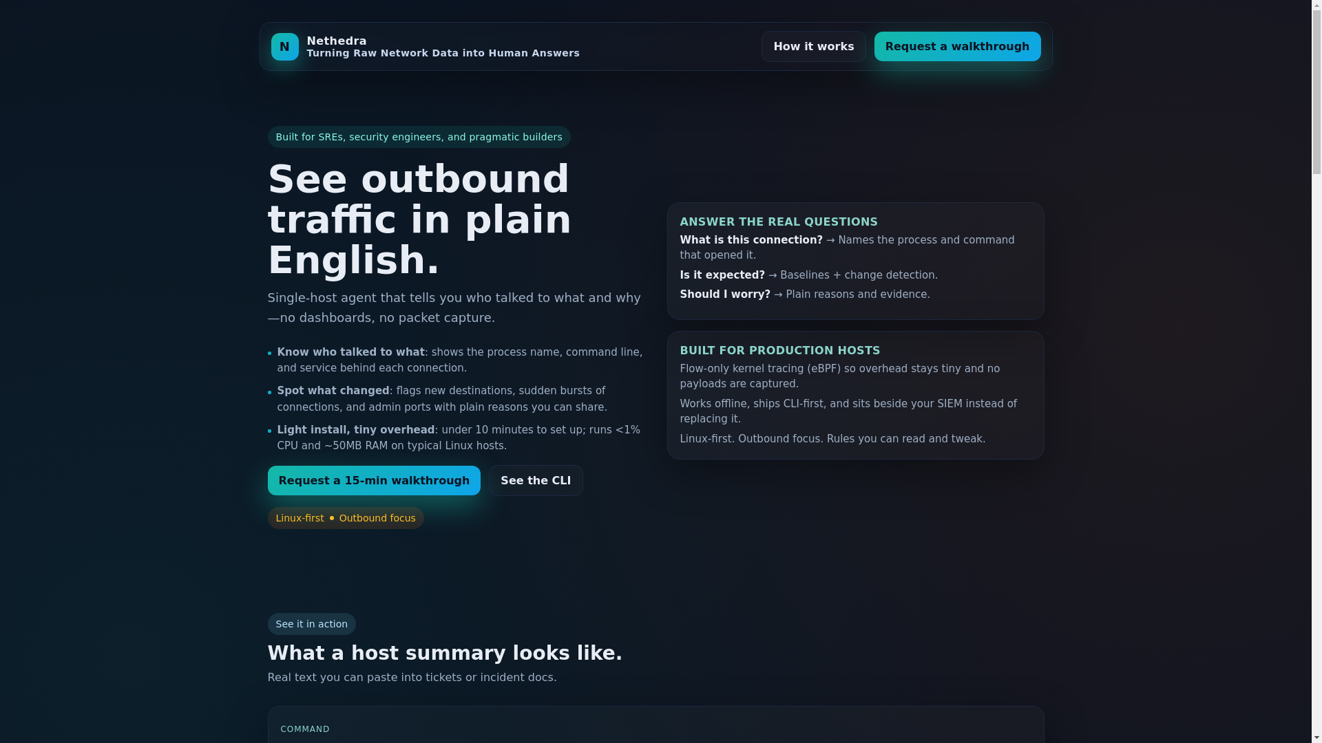 website screenshot of https://nethedra.ch/