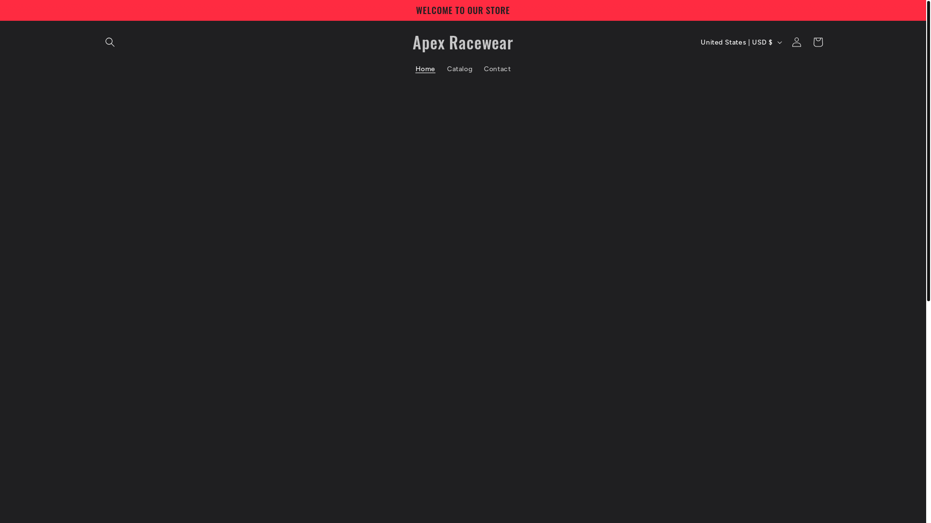 website screenshot of https://apex-race-wear.com/