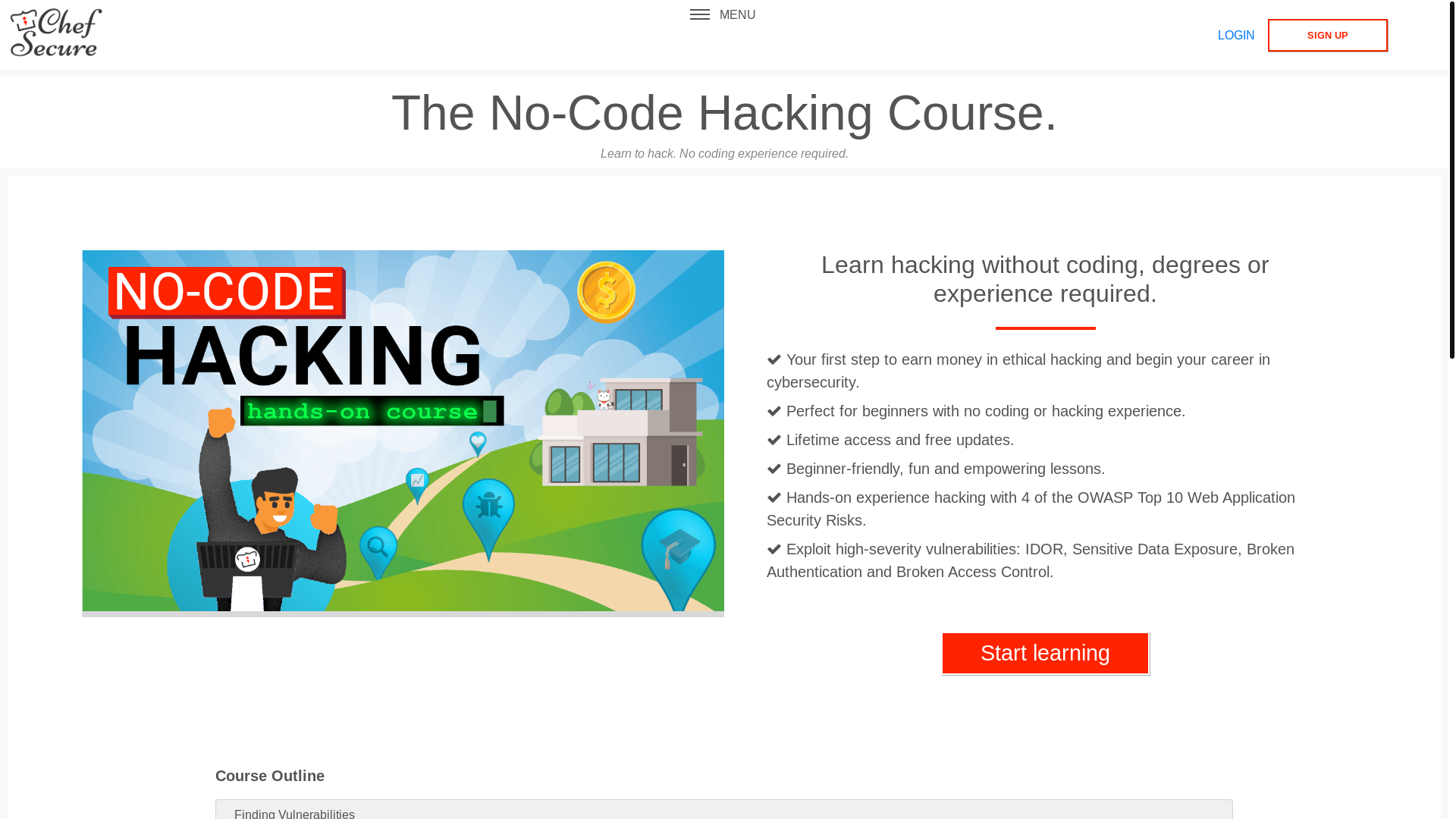 website screenshot of https://chefsecure.com/courses/nchc