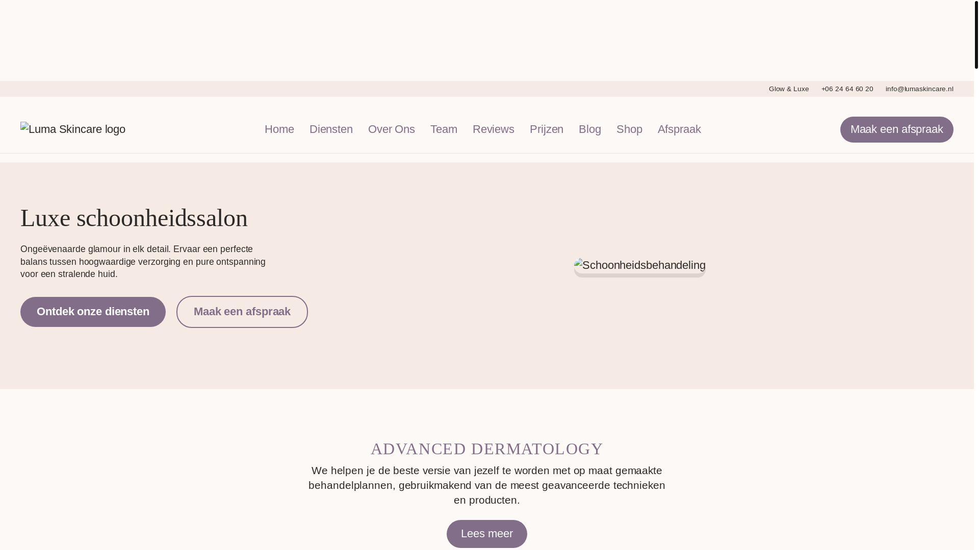 website screenshot of https://lumaskincarelemmer.nl/