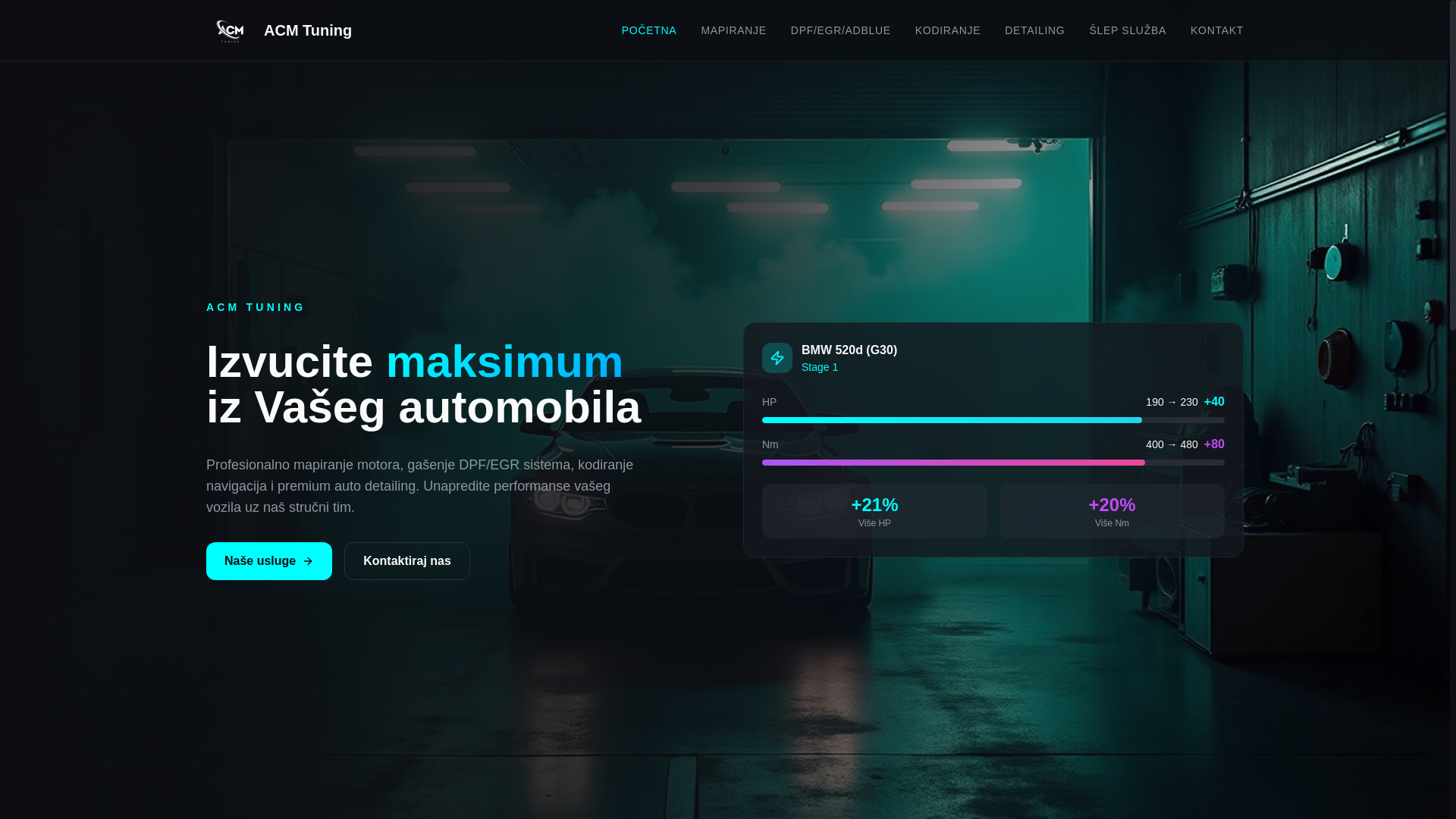 website screenshot of https://acmtuning.com/