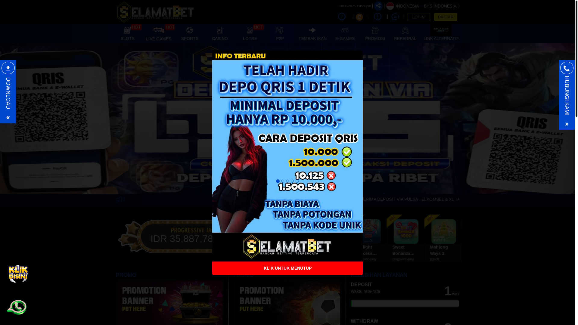 website screenshot of https://selamatbet-links.site/