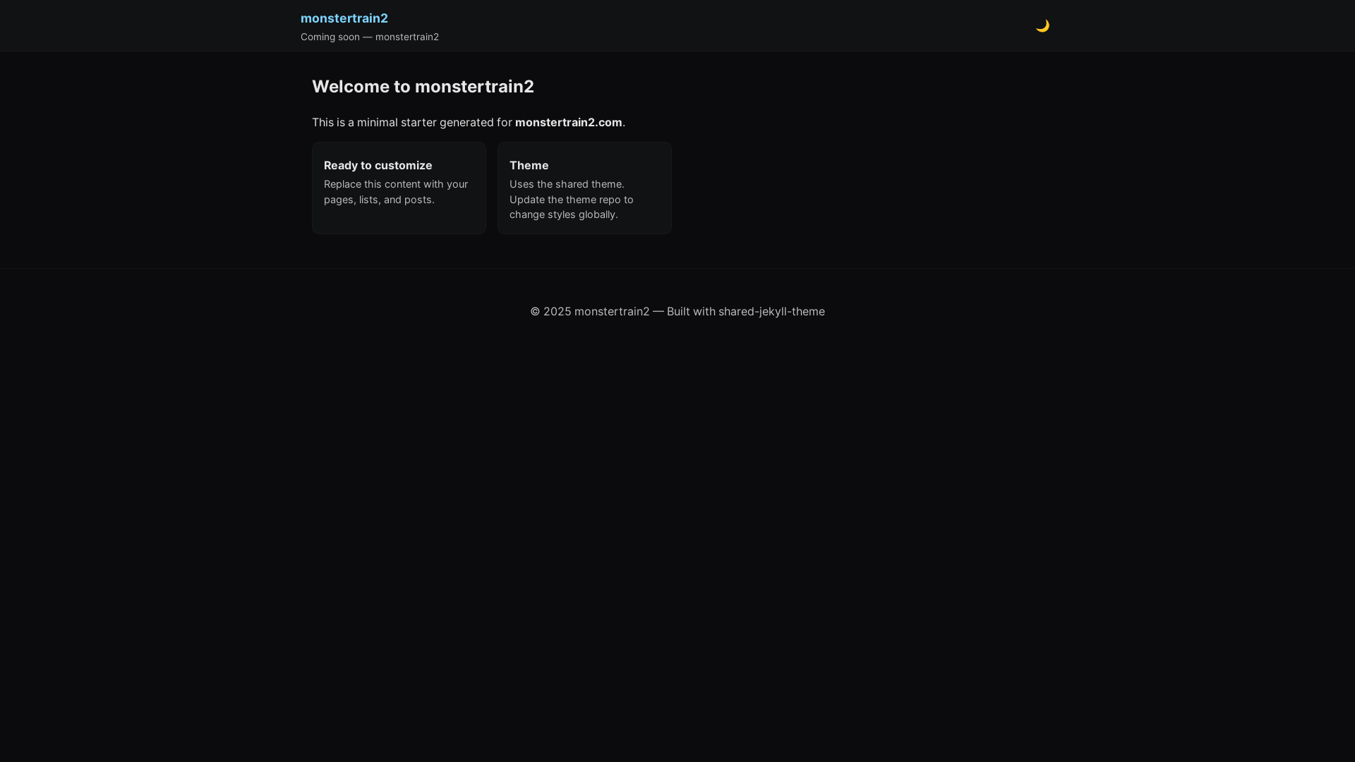 website screenshot of https://monstertrain2.com/