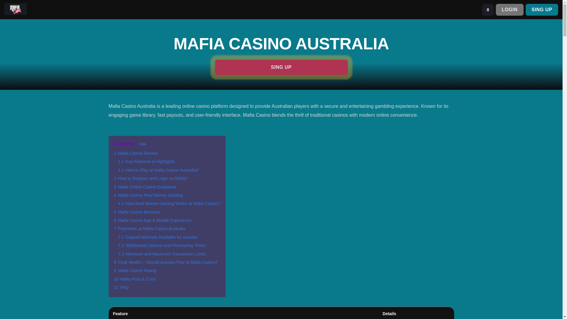 website screenshot of https://mafiacasino-au.org/